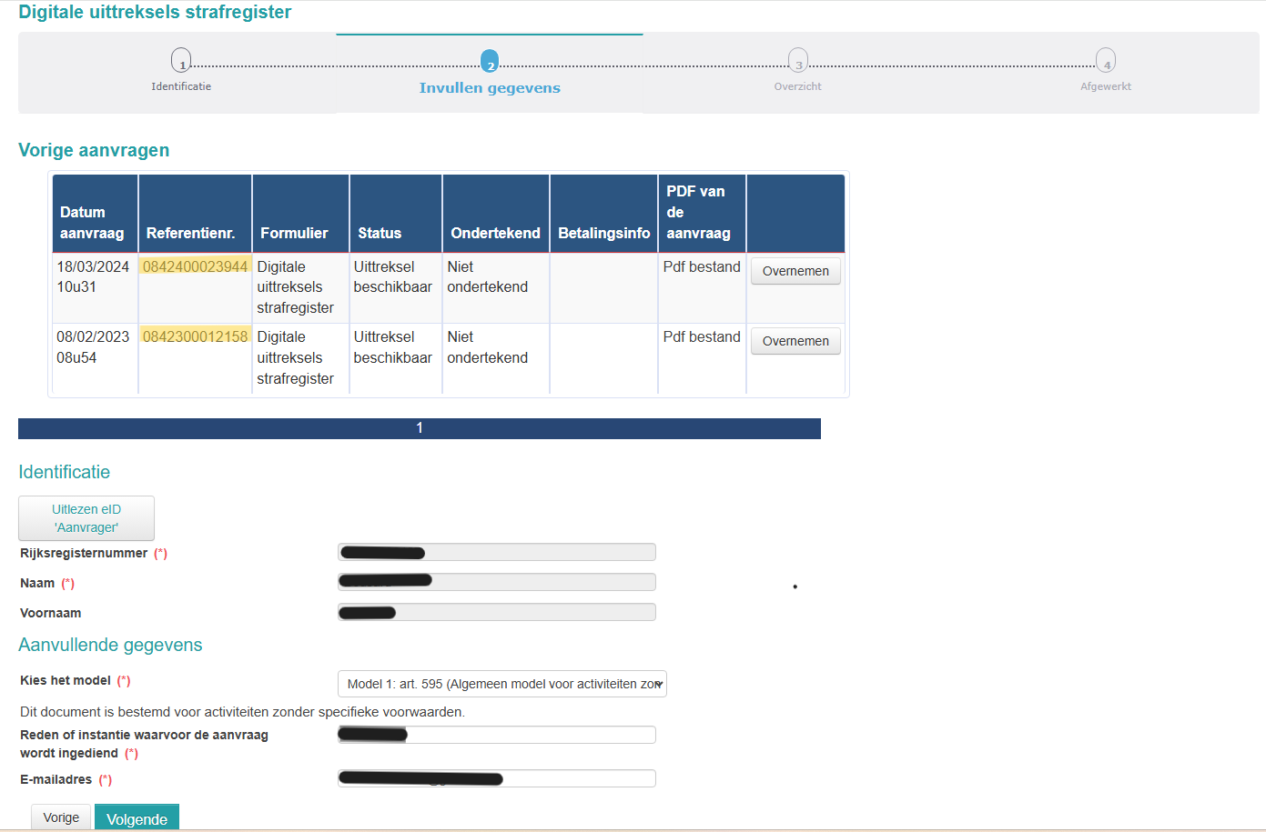 referentienummer aanklikken