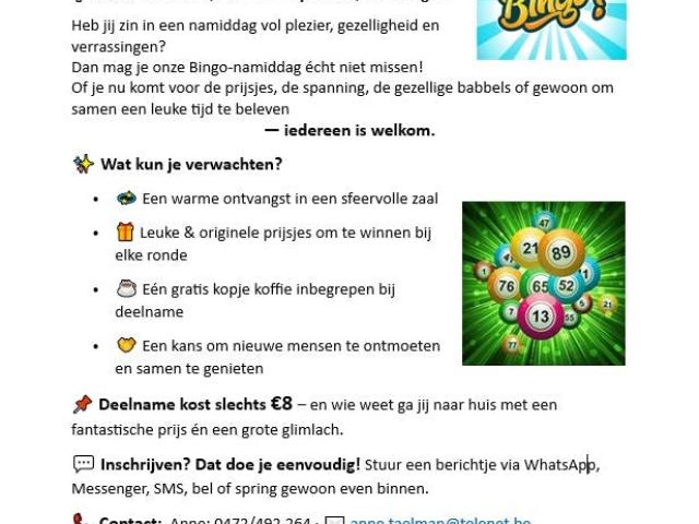Gezellige & meeslepende BINGO-namiddag © VIEF-Kluisbergen