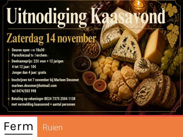 Gezellige Kaasavond met Kaas- en Vleesbuffet © Ferm Ruien